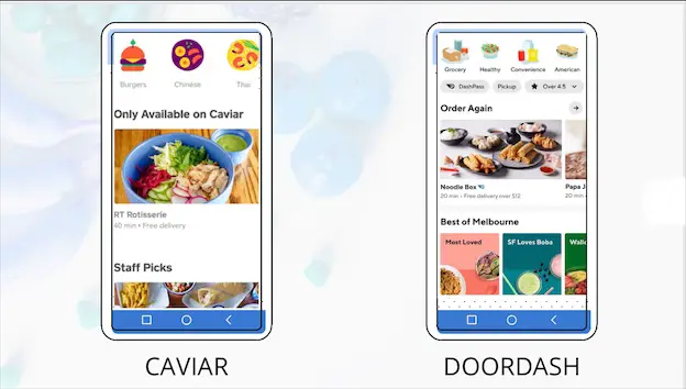 Doordash Caviar menu