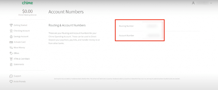 How to find Chime routing number
