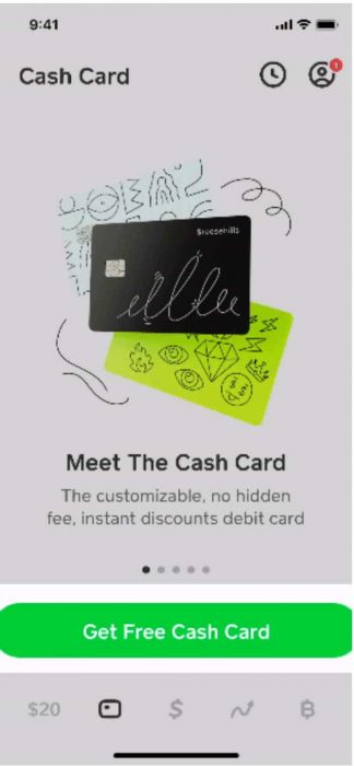 Cash app card button