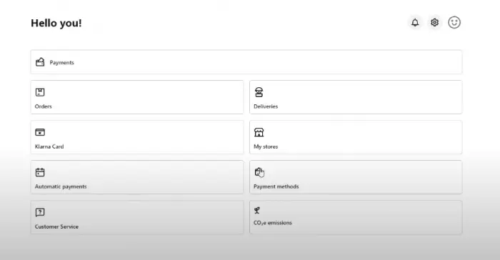 Klarna account dashboard-min