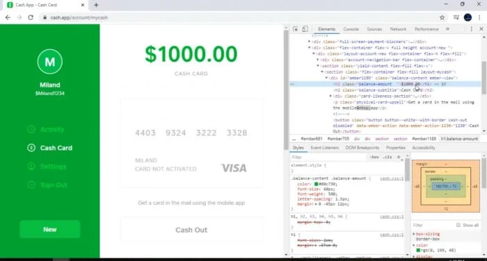 Cash App inspect element 14