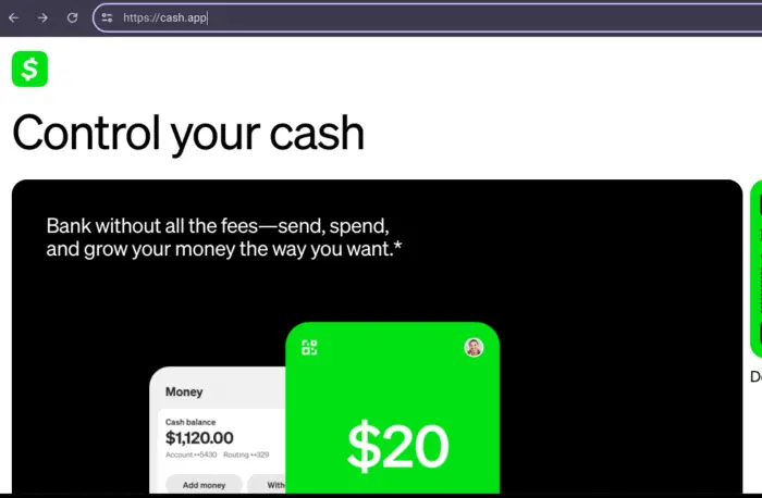 use cash app on browser