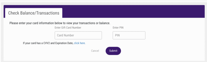 check balance or transactions
