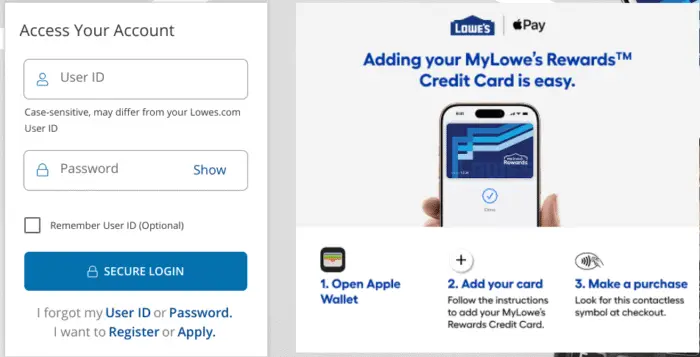 Lowes card login page