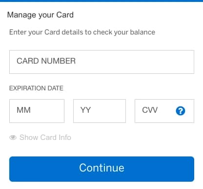 amex gift balance page
