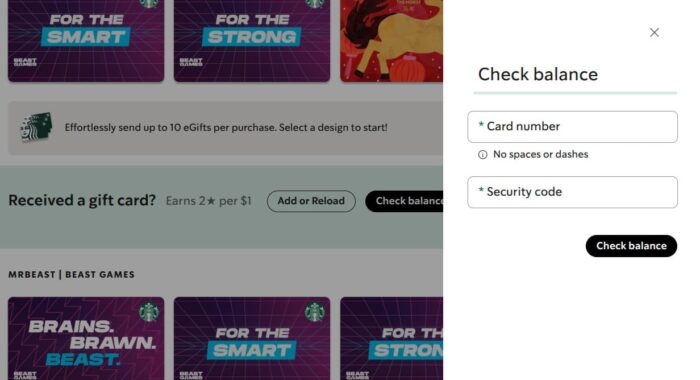 Starbucks check balance box