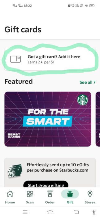 starbucks add card app