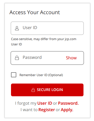 JcPenny login page