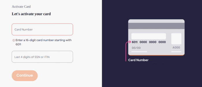 discover credit card activation