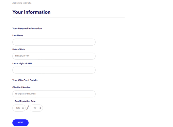 ollo card activate details